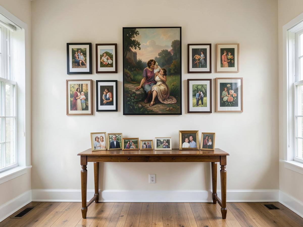 11 canvas prints from the 11 Piece Canvas Combo arranged as a gallery wall in a styled room
