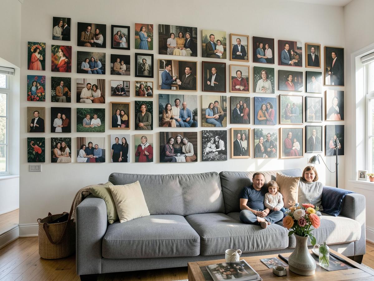 22 canvas prints from the 22 Piece Canvas Combo (Huge Value) arranged as a gallery wall in a styled room