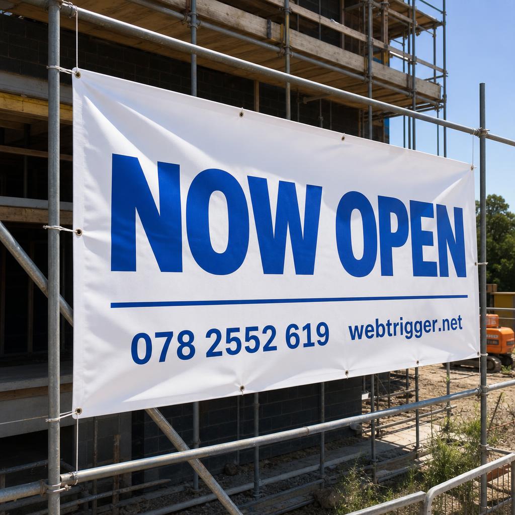 Printed outdoor PVC banner on a fence